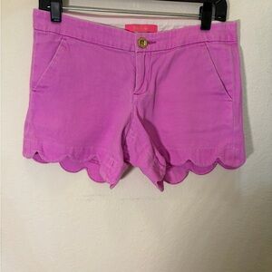 Lilly Pulitzer Bright Pink Scallop Hem Jean Shorts